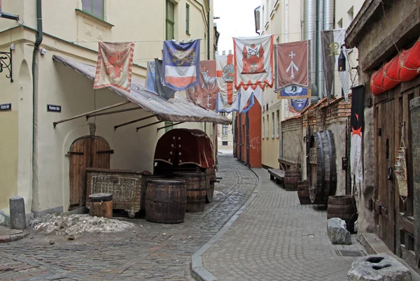 RIGA, LATVIA - MARCH 18, 2012: Rozena street in gothic style in Old Riga, Latvia — Stock Photo, Image