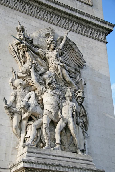 Detalhe arquitetônico do Arco do Triunfo de l 'Etoile, Paris, França — Fotografia de Stock