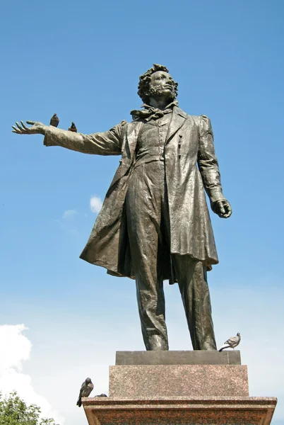 ST. PETERSBURG, RÚSSIA - 28 de julho de 2008: Monumento a Alexander Pushkin na Praça das Artes em frente ao Museu Russo — Fotografia de Stock