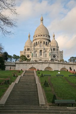 PARIS, FRANCE - NOVEMBER 27, 2009: Stairs to Basilica of the Sacred Heart of Paris (Sacre-Coeur) that is a Roman Catholic church. Located at the Montmartre