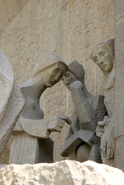 Barcelona, Katalonya, İspanya - 29 Ağustos 2008: Sagrada Familia Tapınağı, Barcelona, Katalonya, İspanya tutku cephe