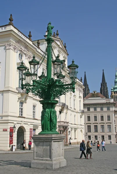 PRAGUE, CZECH REPUBLIC - APRIL 24, 2010: Old lantern on the Hradcany Square in Prague, Czech Republic. Stock Picture