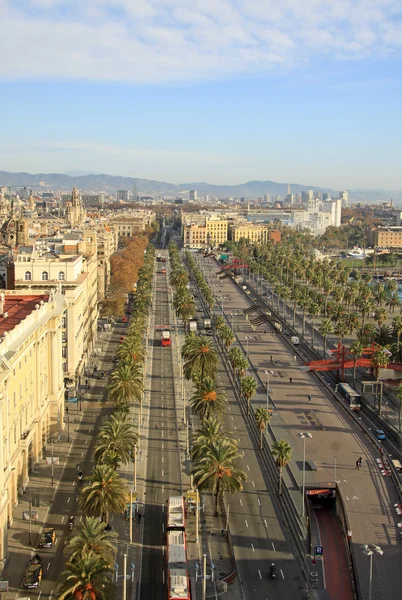 BARCELONA, CATALONIA, SPAIN - 12 ДЕКАБРЯ 2011: View from Columbus Monument to Ronda del Litoral street — стоковое фото