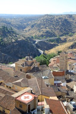 Toledo, İspanya - 24 Ağustos 2012: Toledo havadan görünümü.