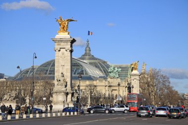 PARIS, FRANCE -18 DECEMBER 2011: Grand Palais des Champs-Elysees and Pont Alexandre lll in Paris, France clipart