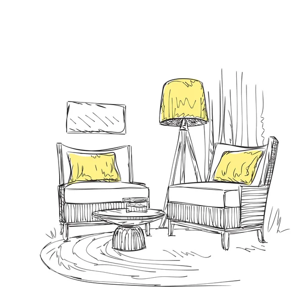 Место для чтения со стульями — стоковый вектор