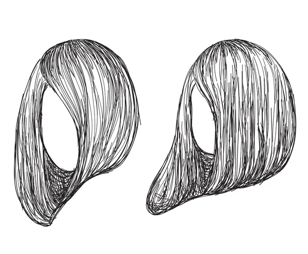 Croquis de coiffure de mode dessiné à la main — Image vectorielle