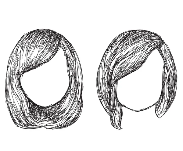 Croquis de coiffure de mode dessiné à la main — Image vectorielle