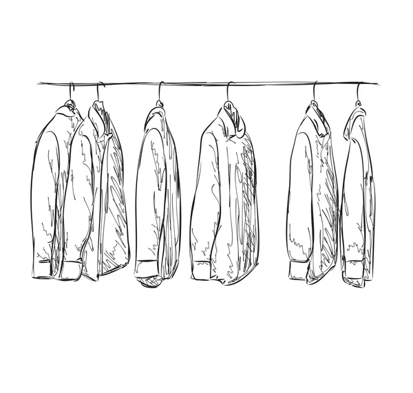 Desenho de guarda-roupa desenhado à mão. Camisa Mans — Vetor de Stock