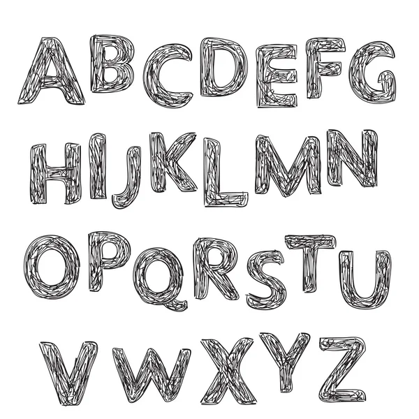 Alphabet. Hand drawn letters. — Stock Vector