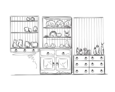 Elle çizilmiş mobilya kroki