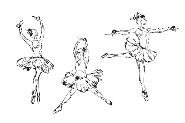 Danse de ballerine dessinée à la main en tutu . — Image vectorielle