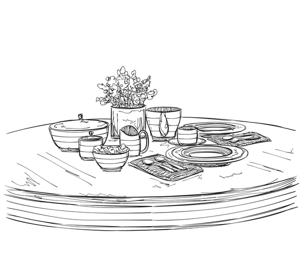 Set de table. Week-end petit déjeuner ou dîner . — Image vectorielle