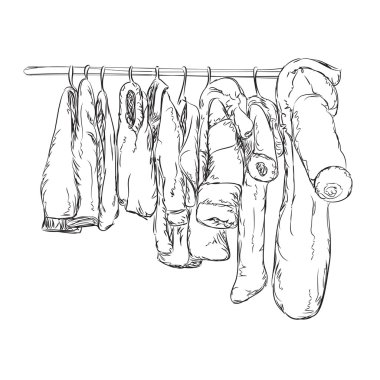 Küçük kız ve erkek çocuklar için giyim. Dolap kroki