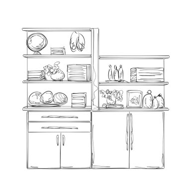 Mutfak dolabı. Mobilya gereçleri ile