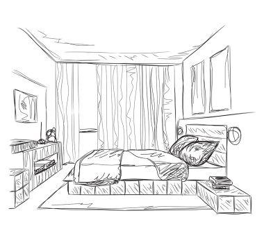 Yatak odası modern iç kroki