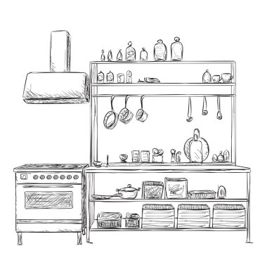 Mutfak dolabı. Mobilya kroki