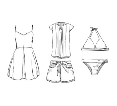 Elle çizilmiş yazlık giysiler 