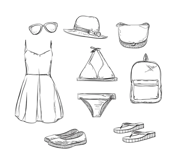 Vêtements et accessoires d'été — Image vectorielle