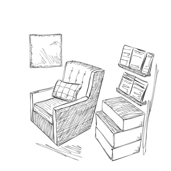Platz zum Lesen mit Stuhl — Stockvektor
