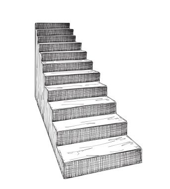 Elle çizilmiş merdiven kroki.