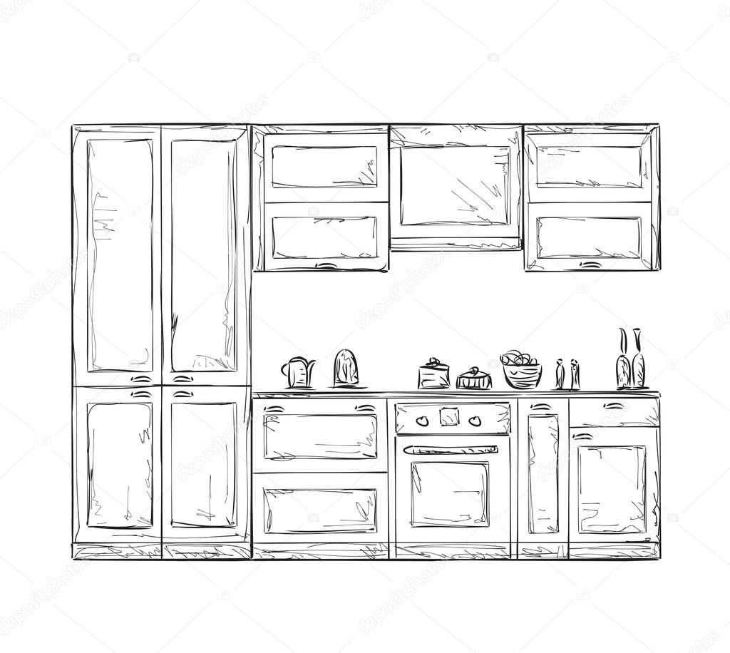 Cabinet Drawing Kitchen Line Stock Illustrations – 357 Cabinet Drawing  Kitchen Line Stock Illustrations, Vectors & Clipart - Dreamstime
