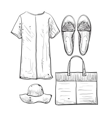 Yaz giysileri doodles.
