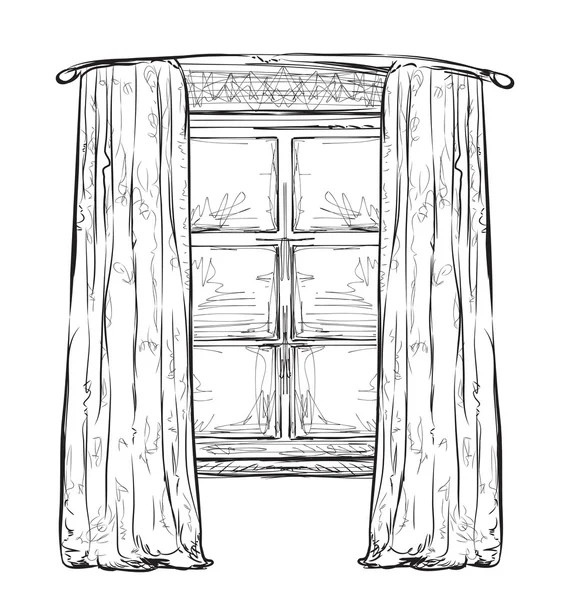 Mano disegnato fa male. Schizzo di Windows — Vettoriale Stock