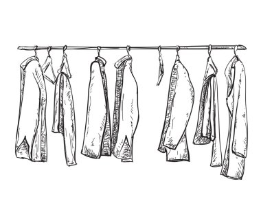 Elle çizilmiş gardırop kroki.