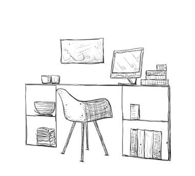 Elle çizilmiş işyeri