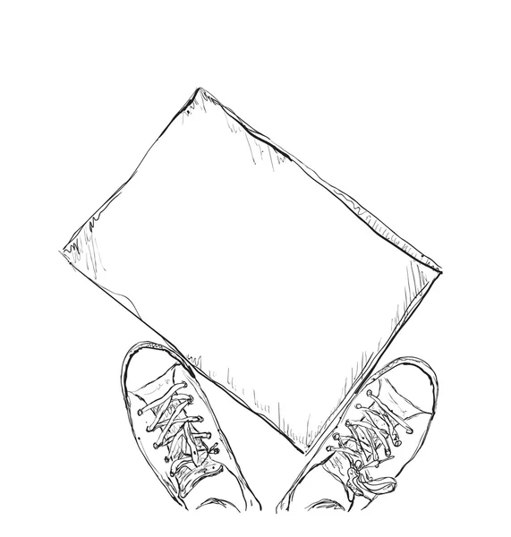 Hand getrokken sneakers. Frame voor tekst — Stockvector