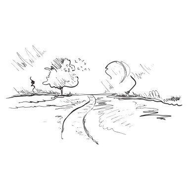 Doodles'ın peyzaj alanları ve ağaçlar.