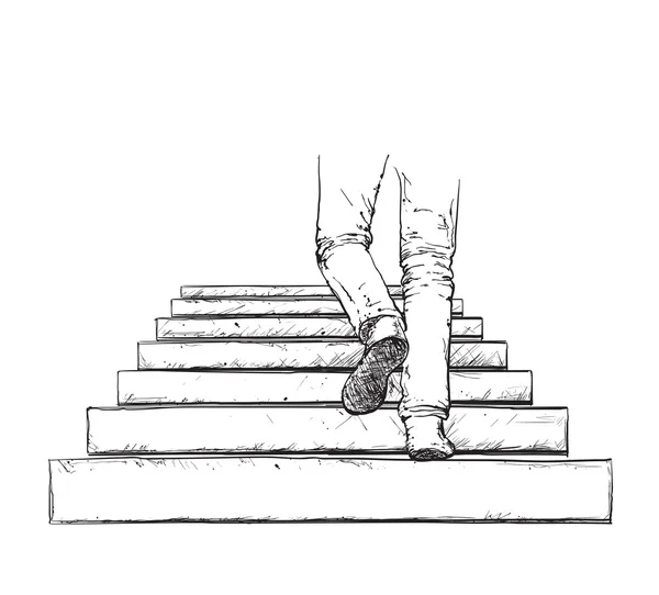 Hombre subiendo las escaleras. — Archivo Imágenes Vectoriales