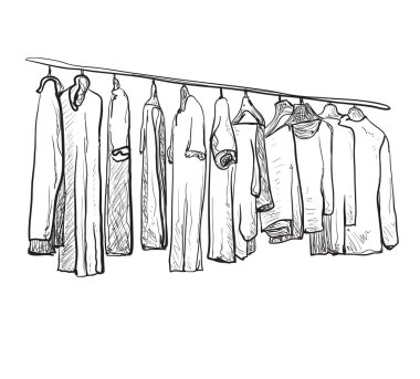 Elle çizilmiş elbise askıları.