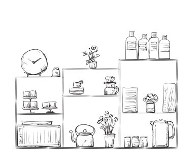 Yemekleri ile el çekilmiş dolap.