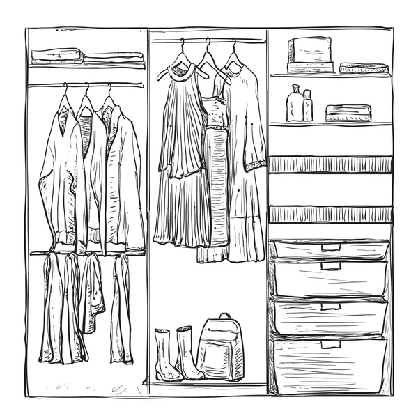 Desenho de guarda-roupa desenhado à mão —  Vetores de Stock