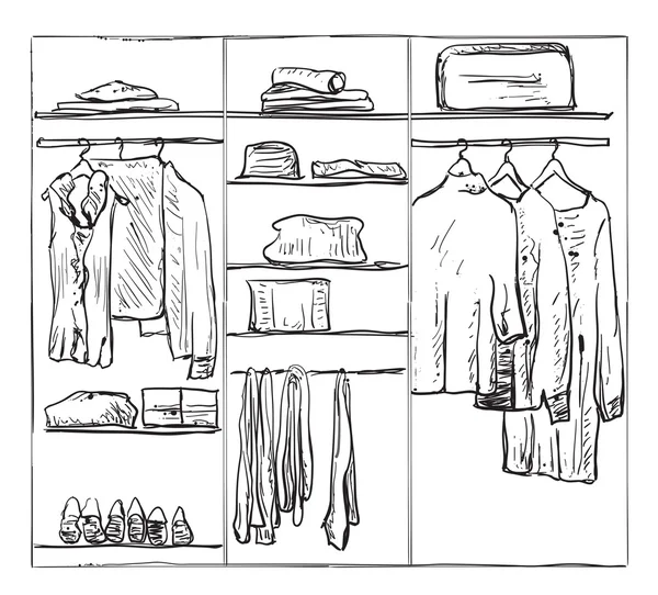 Desenho de guarda-roupa desenhado à mão — Vetor de Stock