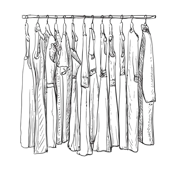 Desenho de guarda-roupa desenhado à mão. Roupas —  Vetores de Stock