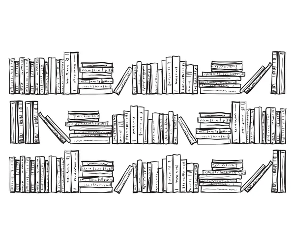 たくさんの本と本棚 — ストックベクタ