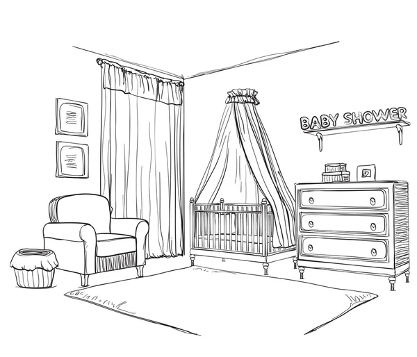 Chambre pour enfants dessinée à la main . — Image vectorielle