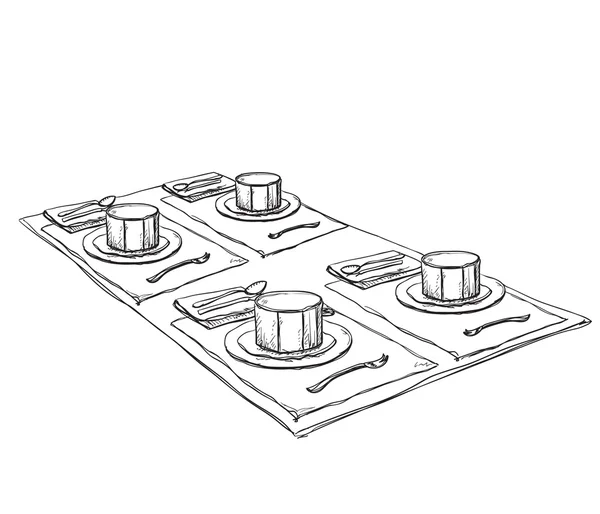 Handgezeichnete Waren. gedeckter Tisch — Stockvektor