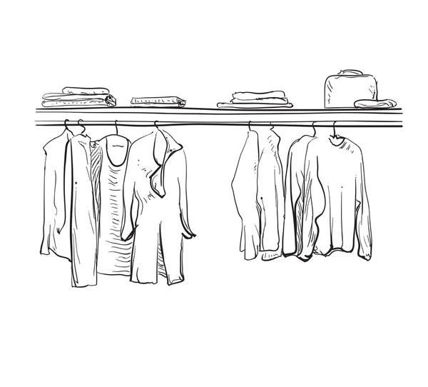 Hand drawn wardrobe sketch. — Stock Vector