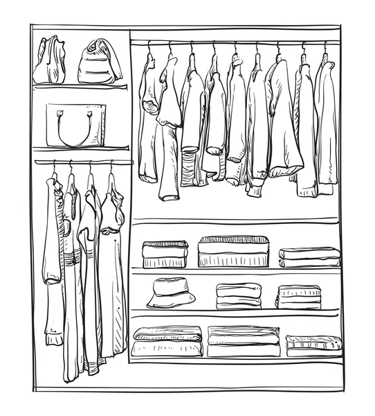 Hand drawn wardrobe sketch. — Stock Vector