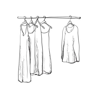 Elle çizilmiş gardırop kroki. 