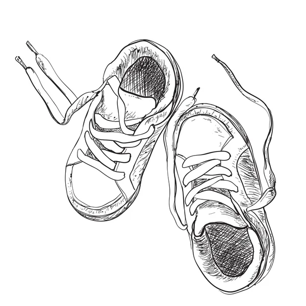 Ręcznie rysowane parę buty dla dzieci. — Wektor stockowy