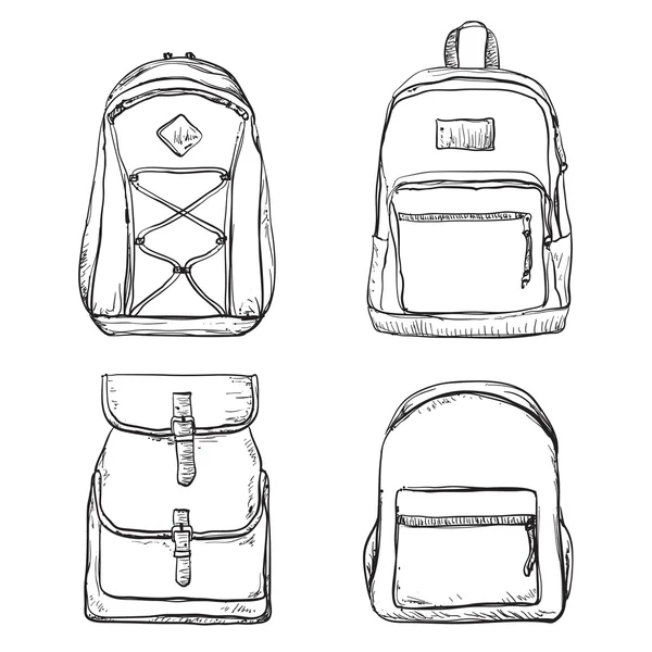 Ensemble de différents types sacs à dos — Image vectorielle