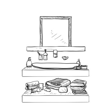 Banyo iç öğeleri. Ayna ve lavabo.