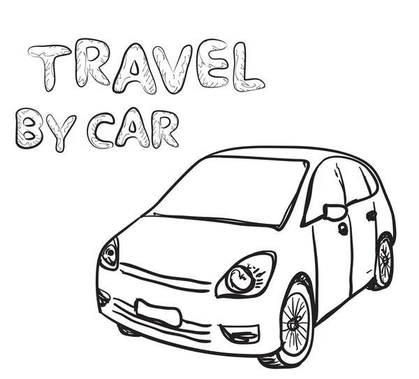 Hand drawn transport set. Car — Stock Vector