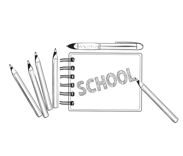 Iskola doodles ikonok. Kézzel rajzolt notebook. — Stock Vector