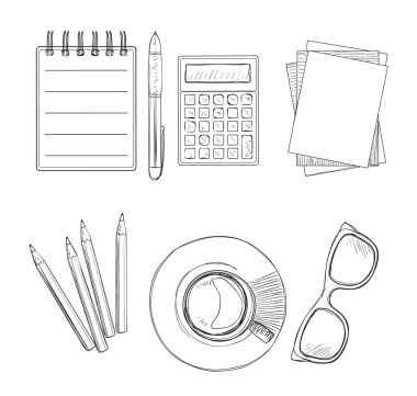 Elle çizilmiş nesneleri kümesi iş adamları için.